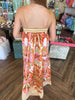 Orange Pink Watercolor Maxi Dress