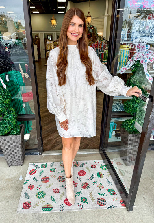 Cream Jacquard Dress