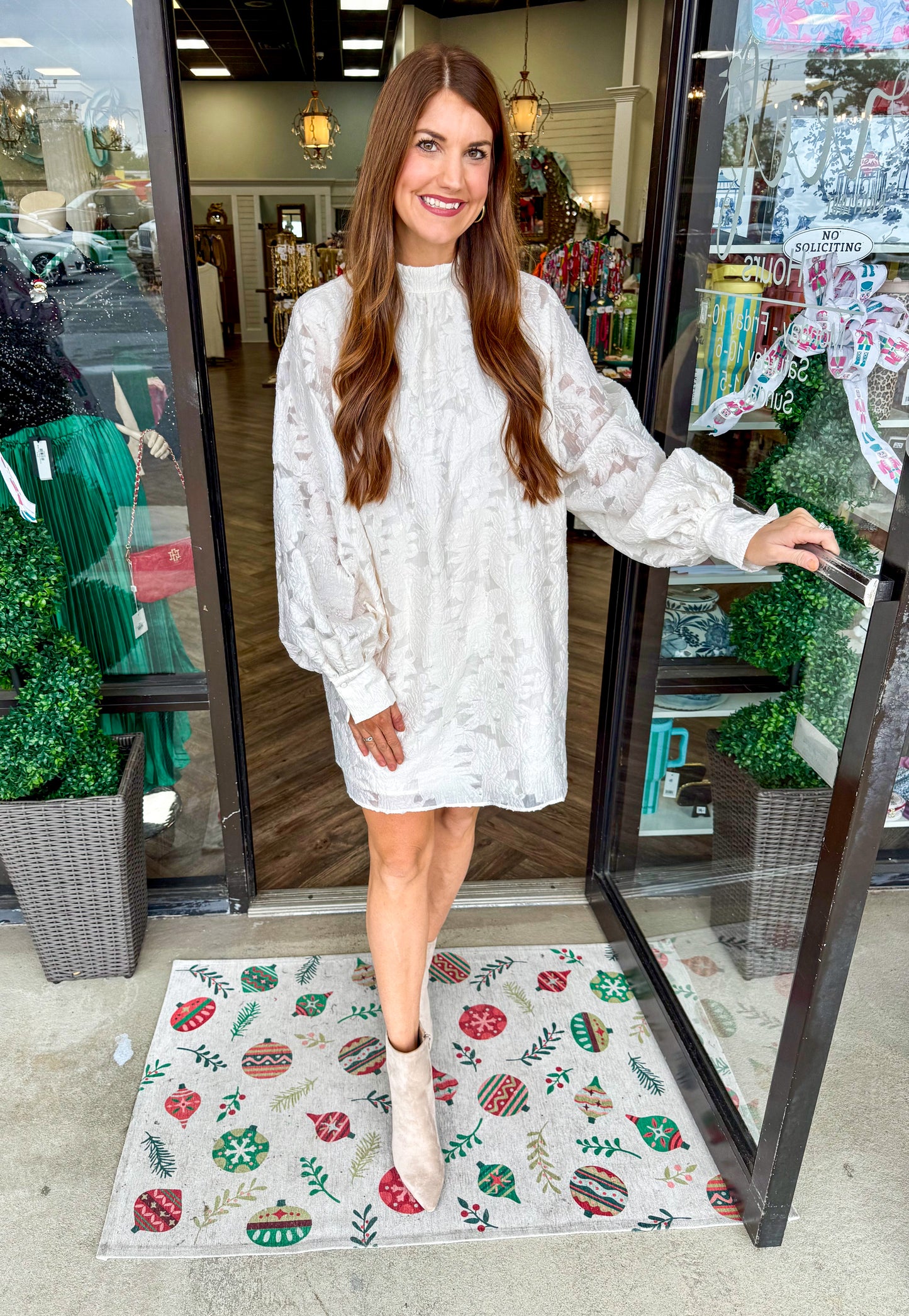 Cream Jacquard Dress