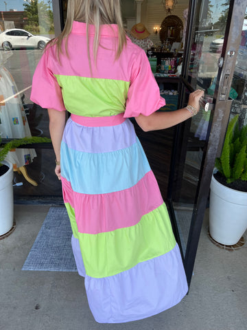 Macey Color block Maxi Dress