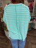 Shayla Stripe Rib Top: Turq