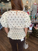 Peplum Polka Top: Cream