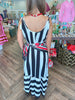 Tassel Sleeve Striped Midi