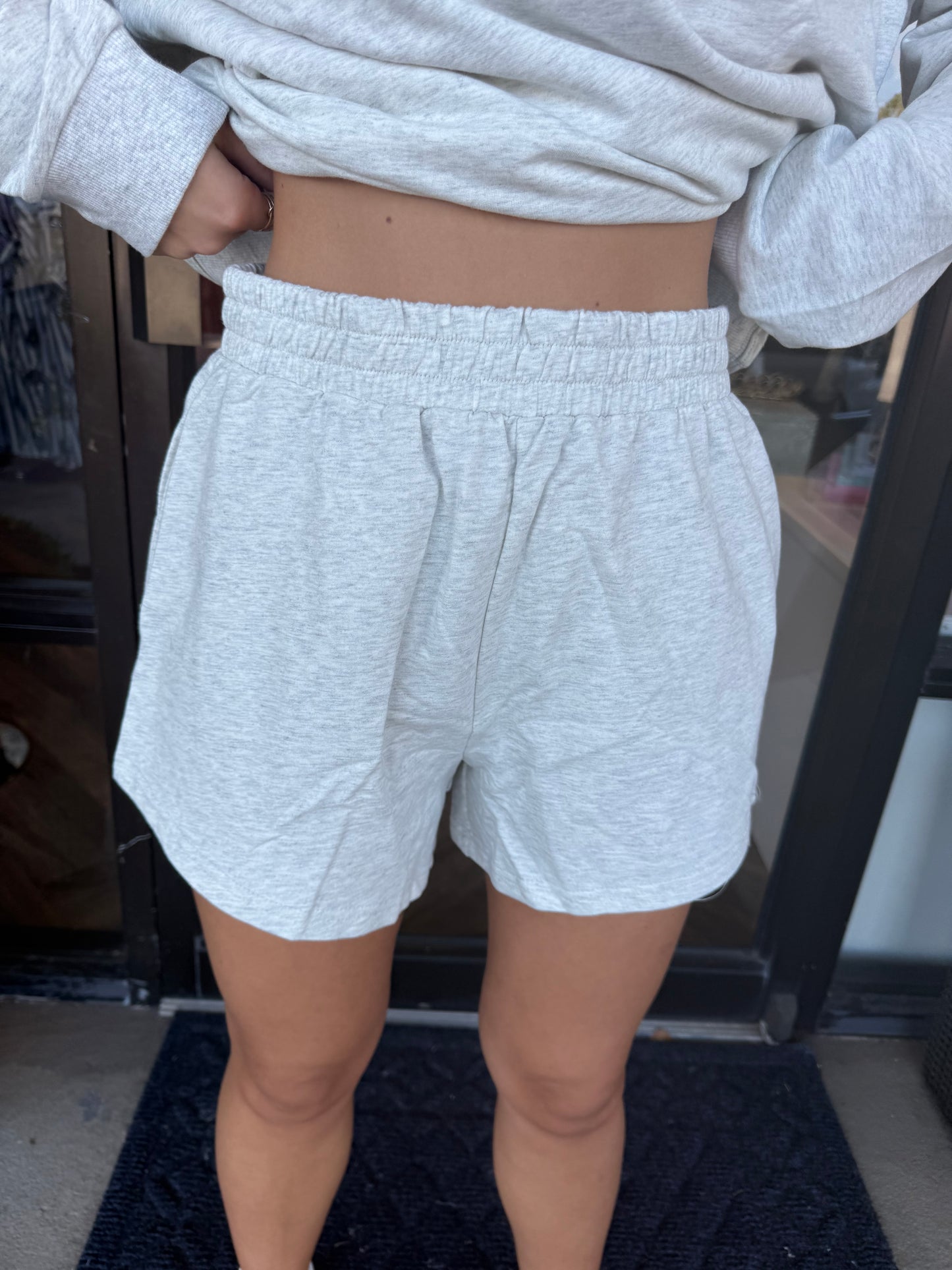 Mockneck Short Set: Gray