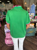 Ruffle Trim Top: Green