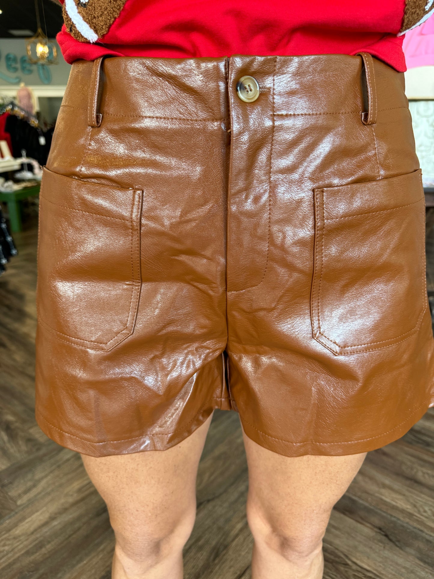 Fall Leather Shorts: Brown