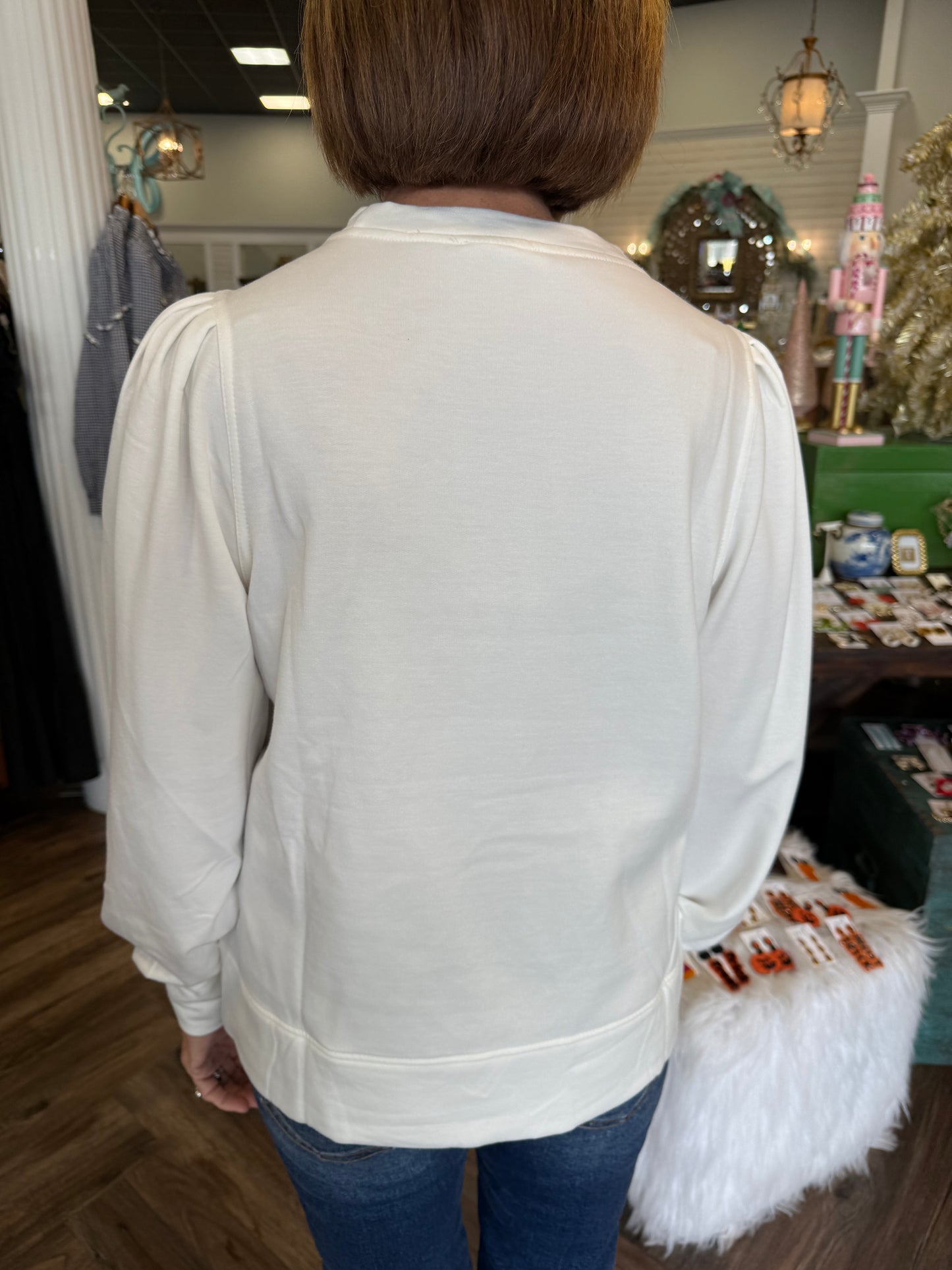 Mary Square Blue Ornaments Sweater