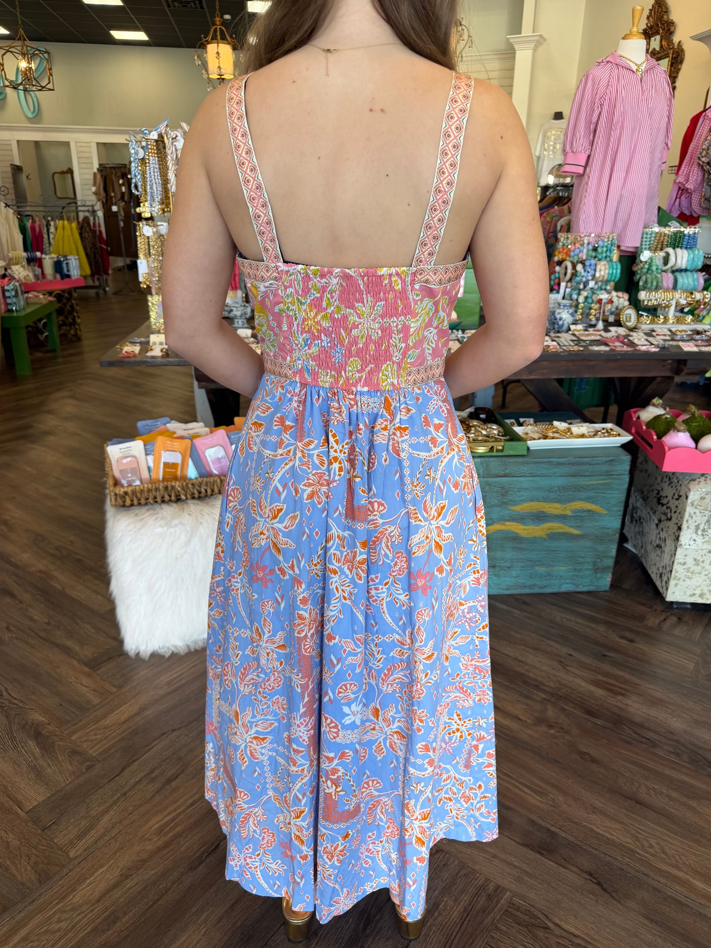 Coral Palm Maxi Dress