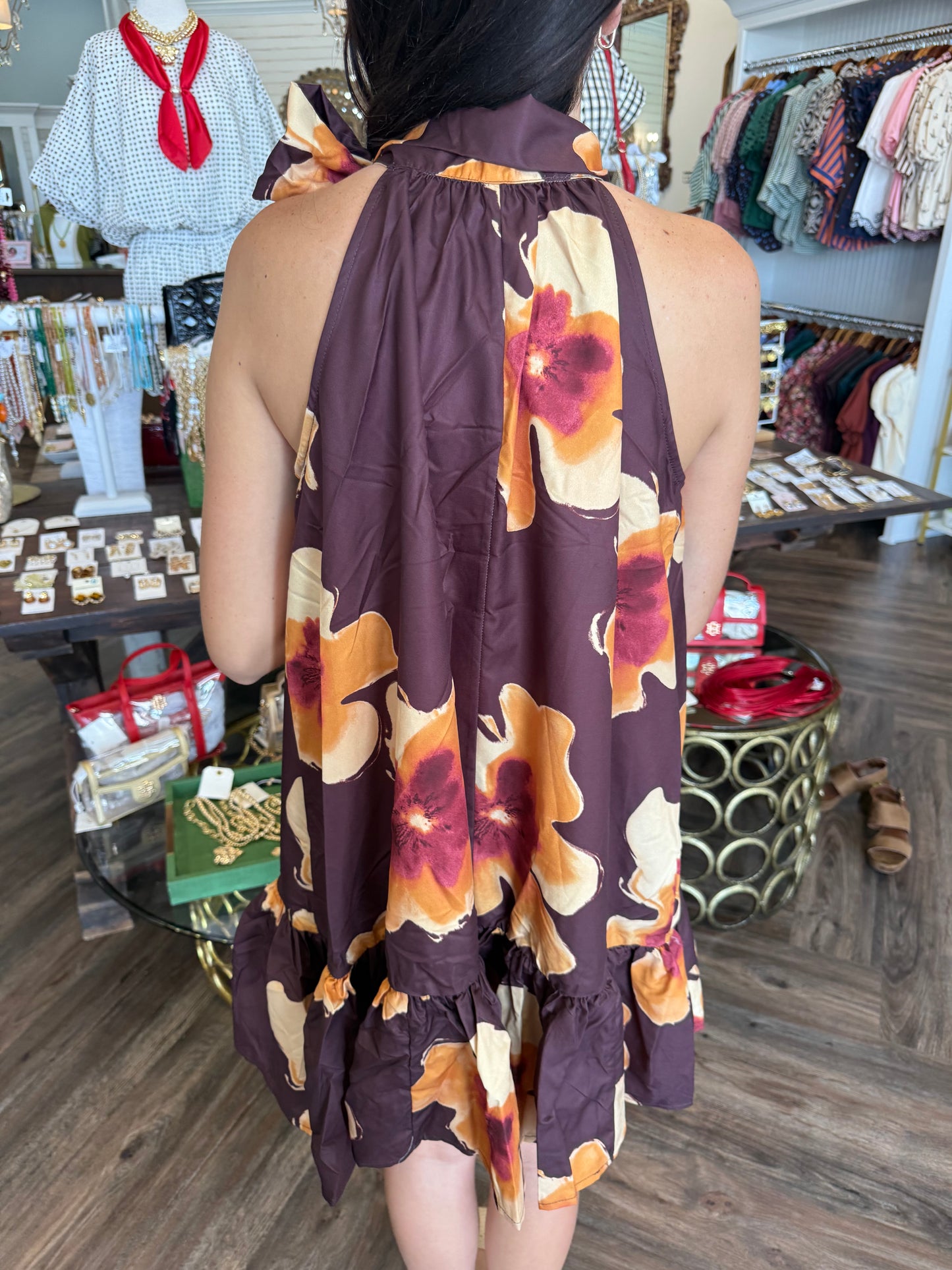 Tied and Bloom Dress:Mustard