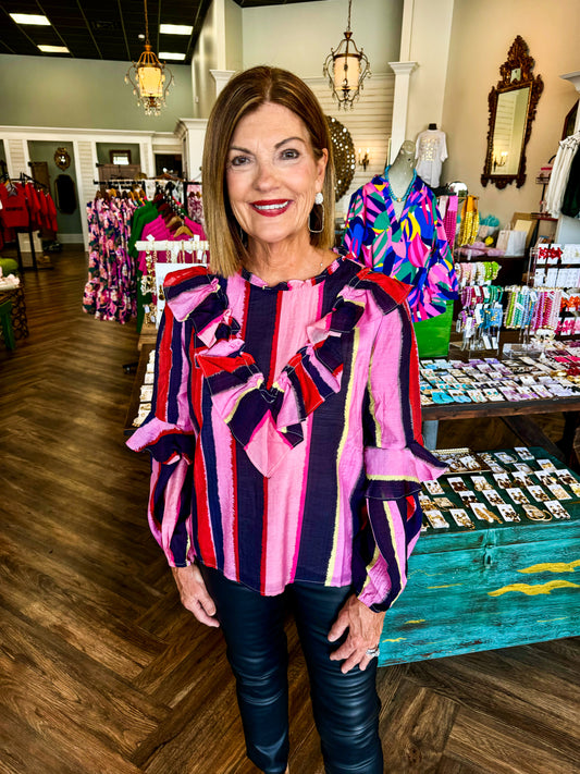 Striped Ruffle Blouse