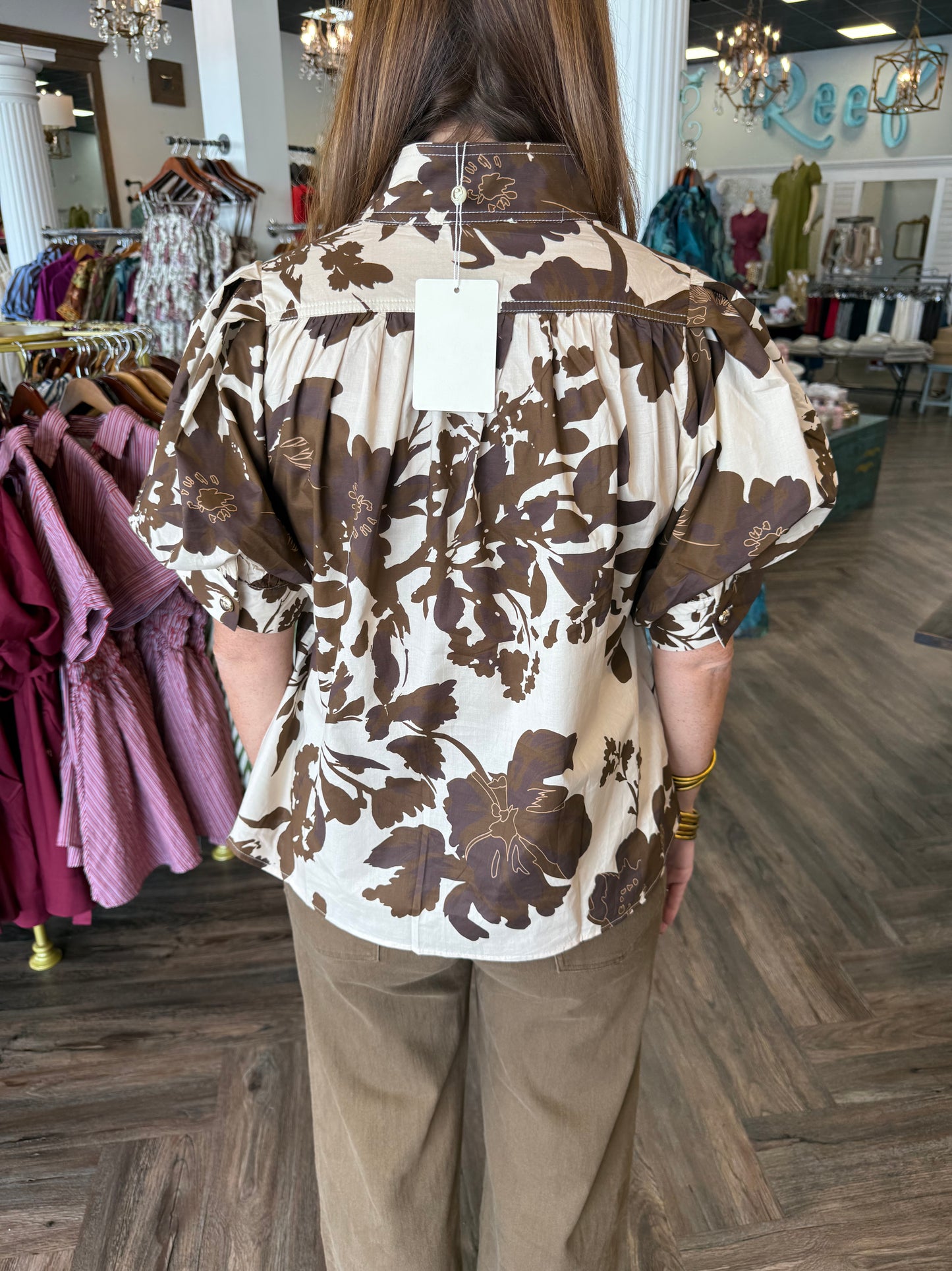 Falling For Florals Top: Brown
