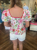 Caylie Floral Red Top