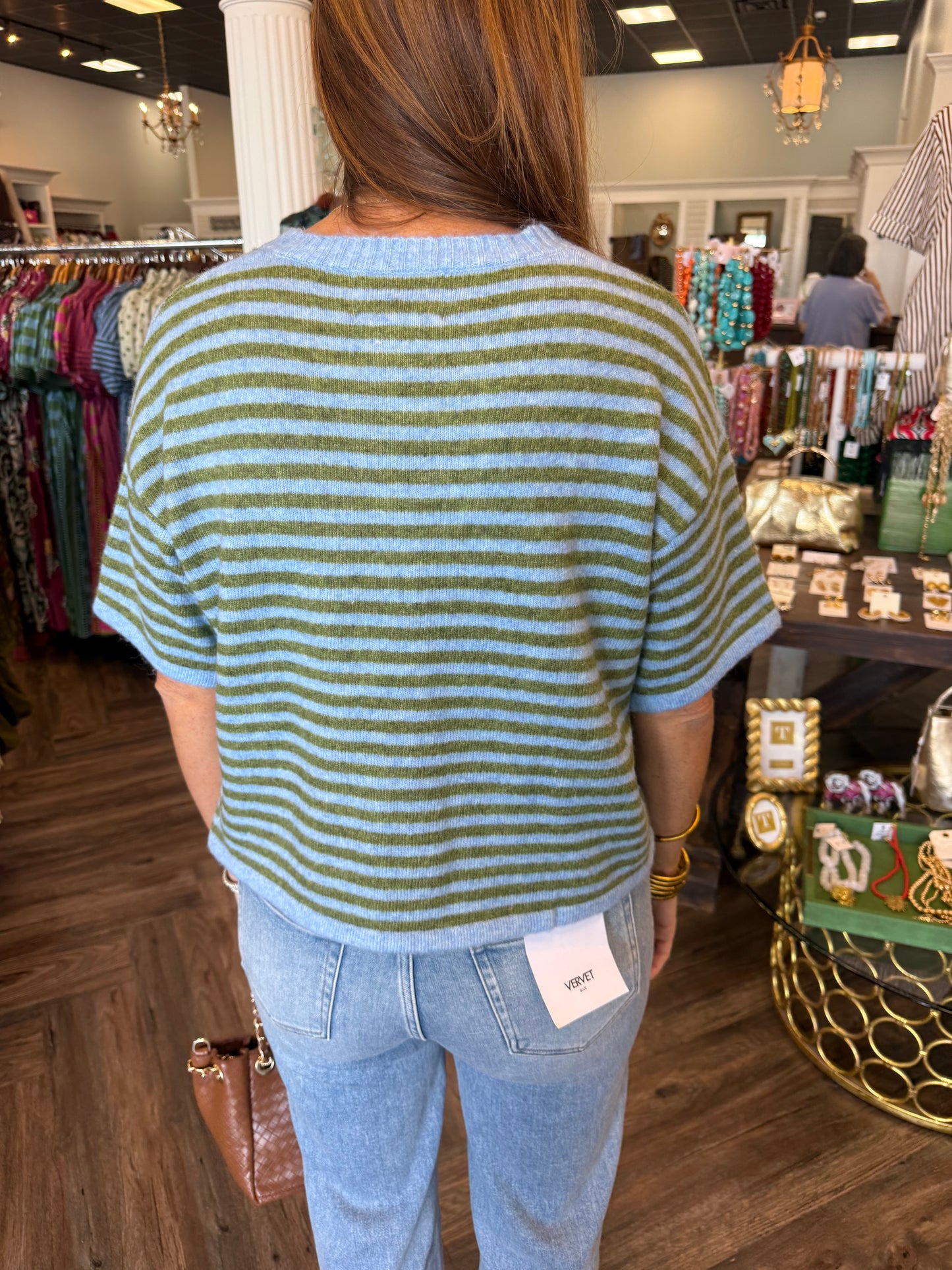 The Millie Button Sweater Top: Green
