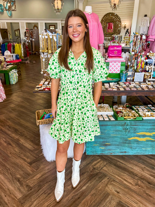 Green Heart Leopard Dress