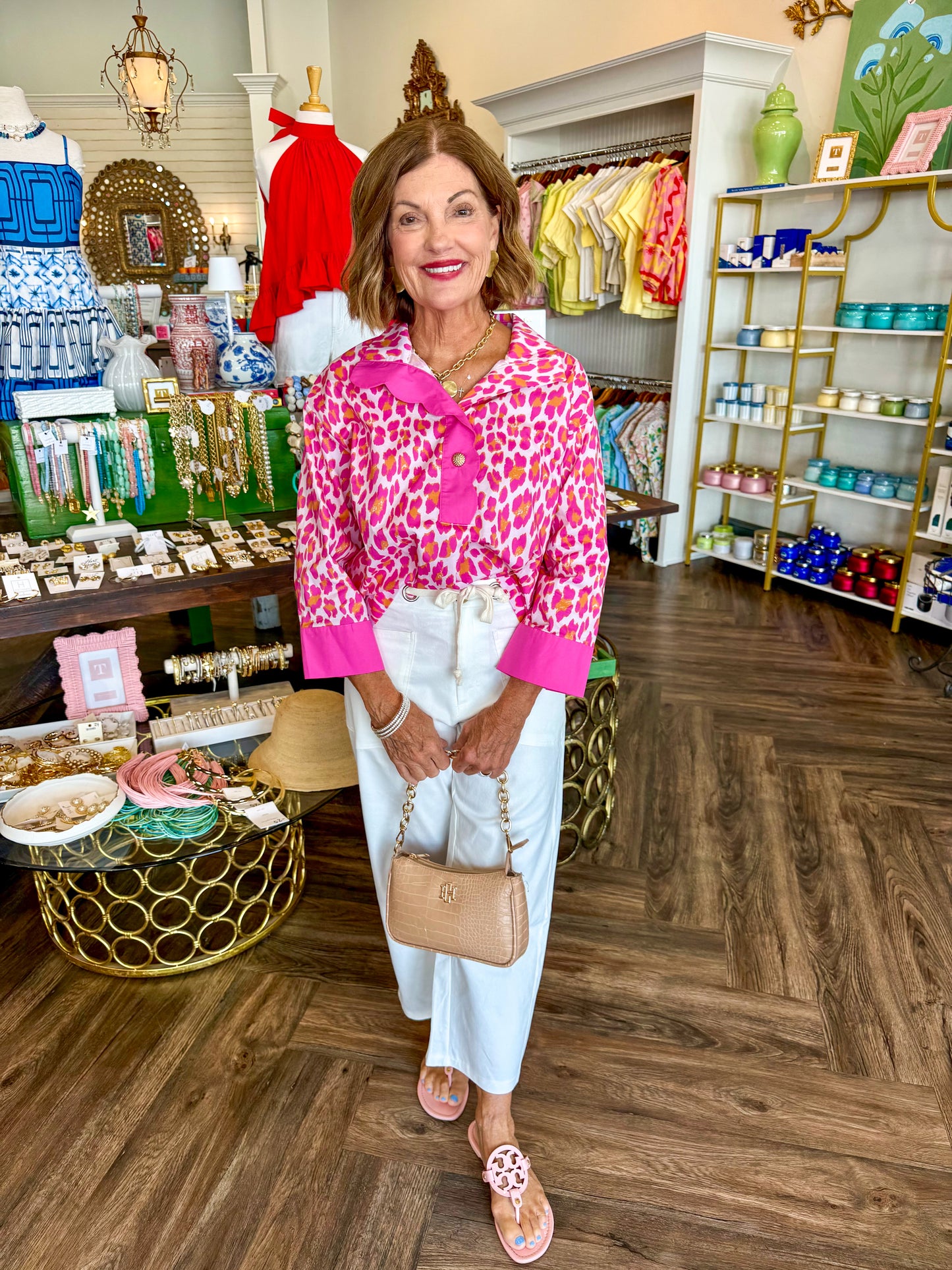Jane Cheetah Blouse: Pink