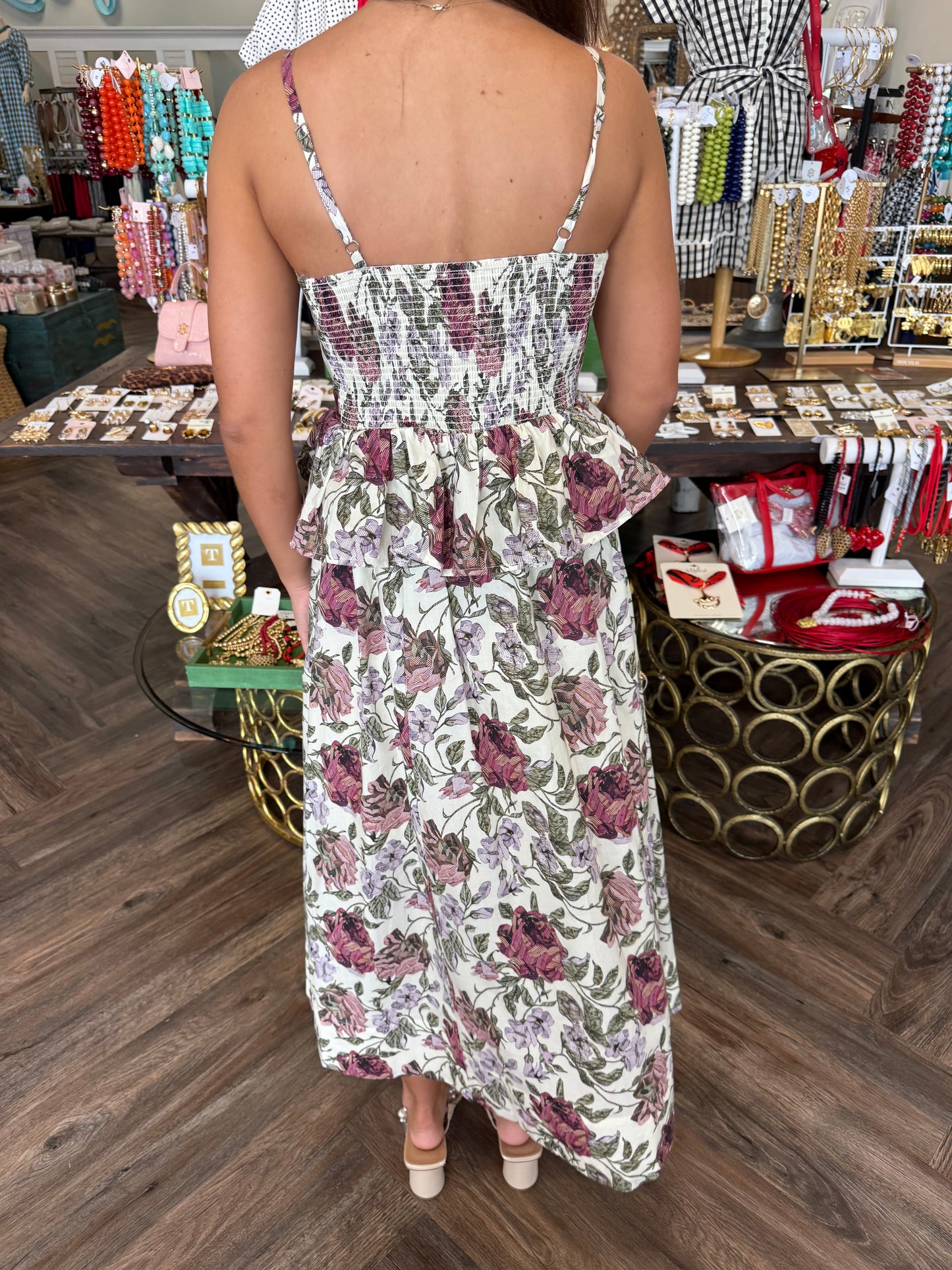 Plum Perfect Peplum Midi Dress
