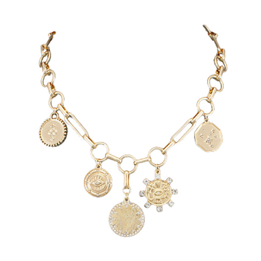 Multi Coin Charm Necklace