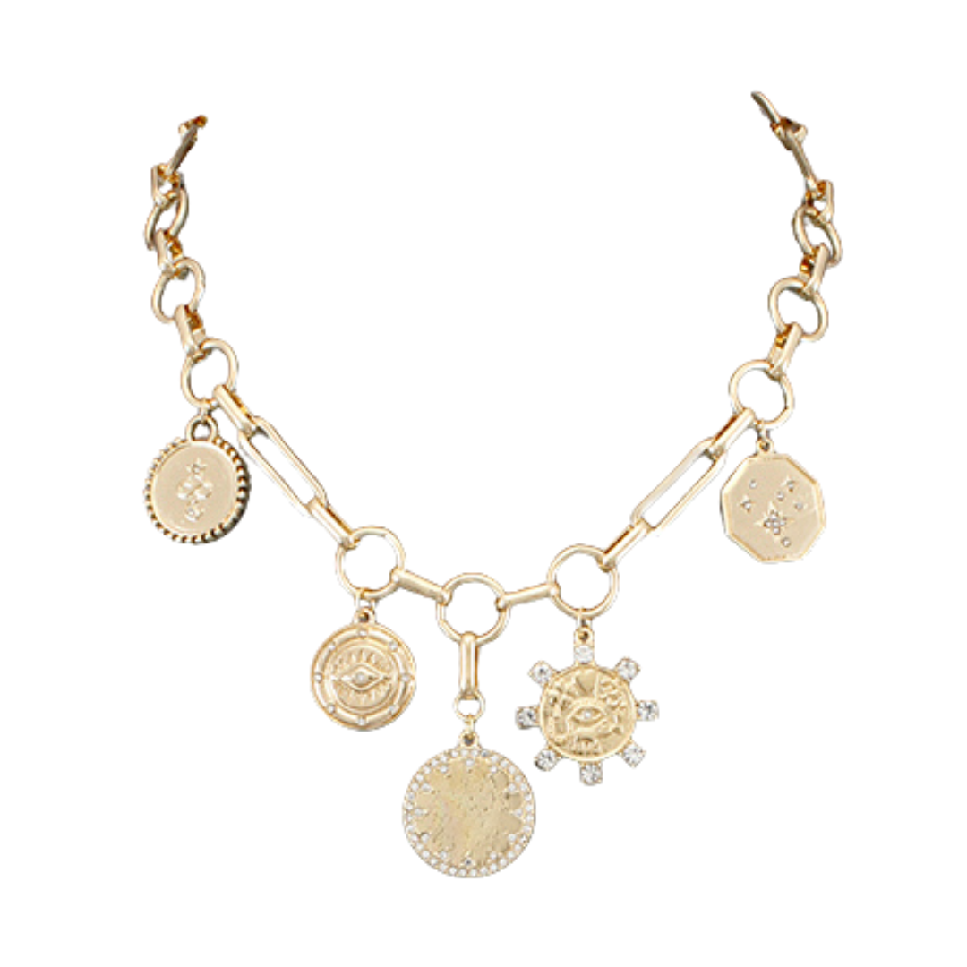 Multi Coin Charm Necklace