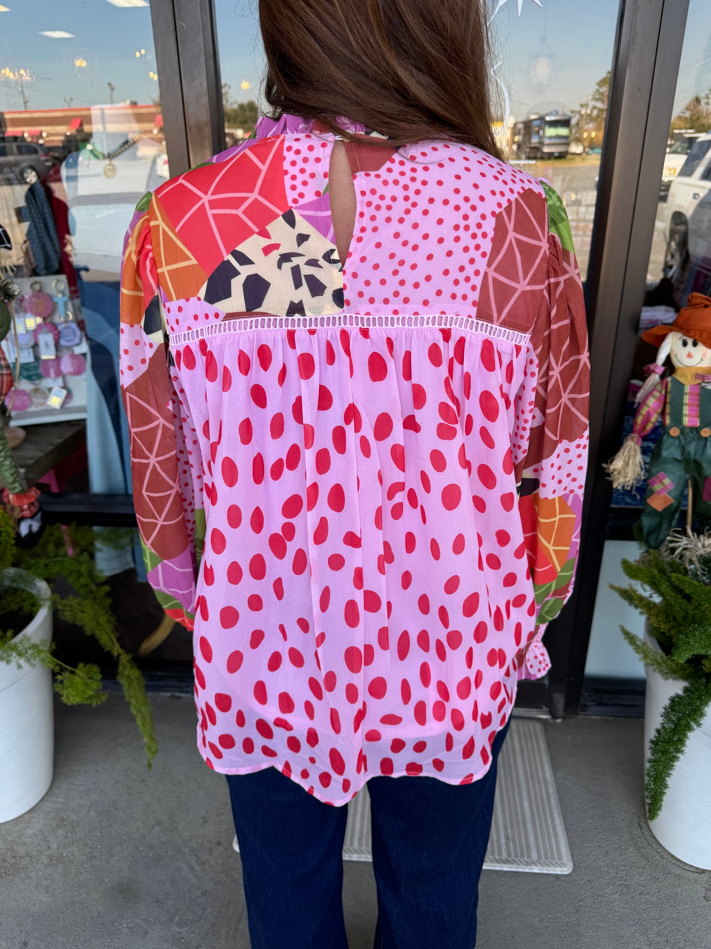 Mix Match Print Blouse: Pink