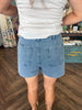 Horsebit Pocket Shorts: Denim