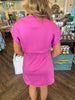 Scalloped Drawstring Dress: Peony