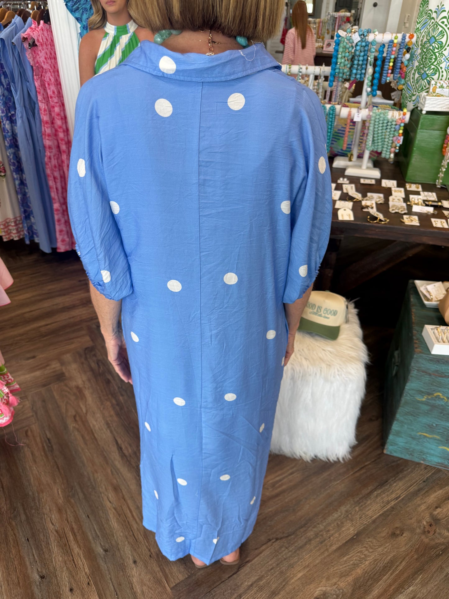 Chambray Polka Dot Midi