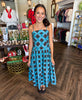 Check Charm Midi Dress: Blue/Brown