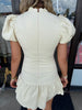 Ivory Button Scalloped Corduroy Dress