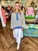 Oversized Stripe Sweatshirt: Blue