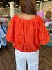 Pleated Bubble Top: Orange