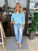 Oversized Colorblock Top: Blue