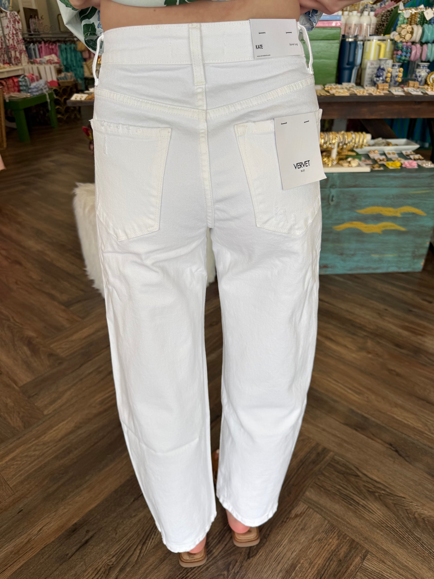 Vervet High Barrel Jeans: White