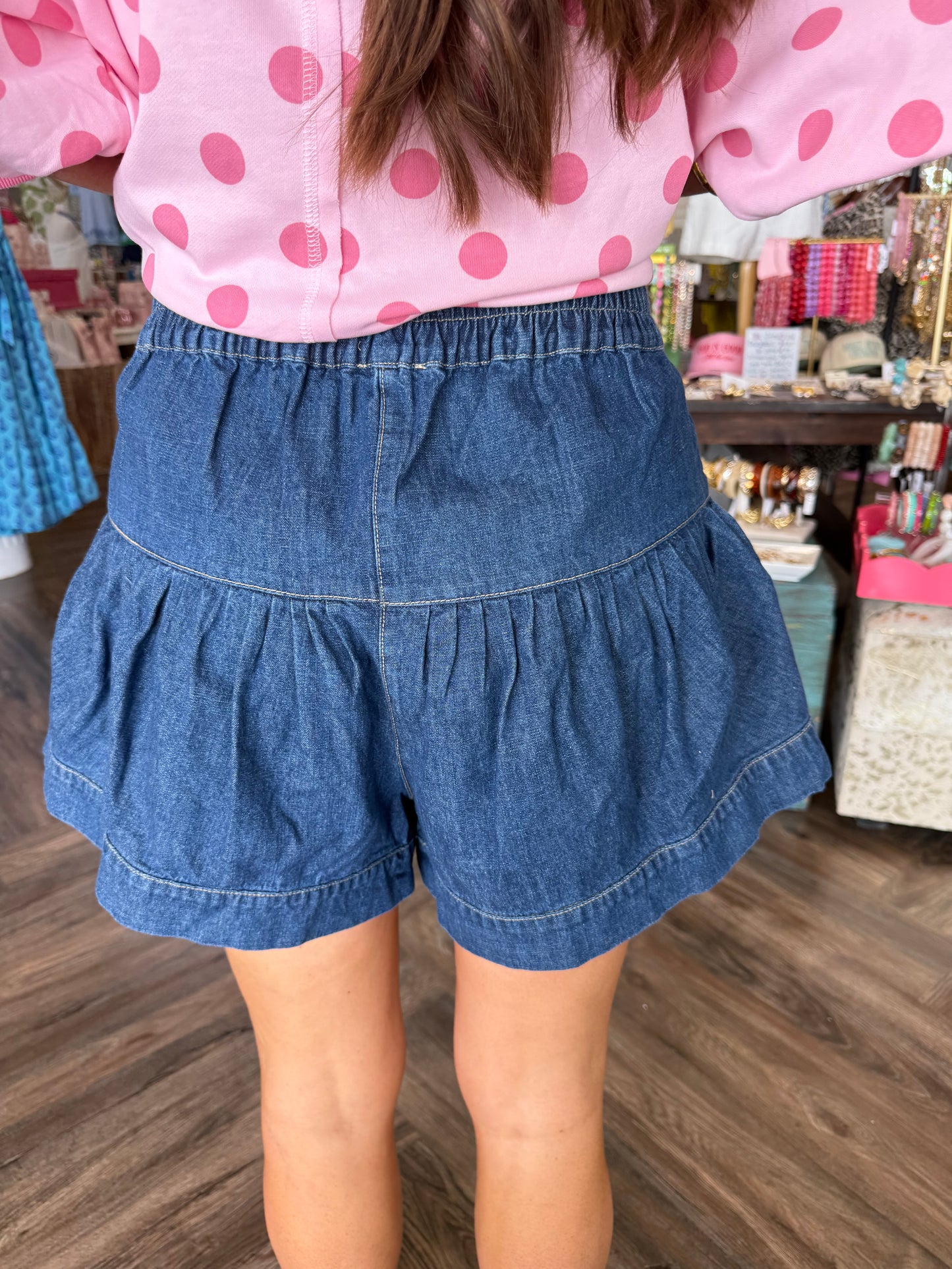 Button Denim Shorts