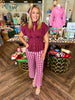 Gingham Check Pants: Burgandy