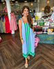 Sue Striped Midi Dress: Green