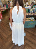Pleated Halter Midi Dress: White