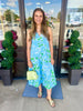 Blue and Green Collar Midi Dress