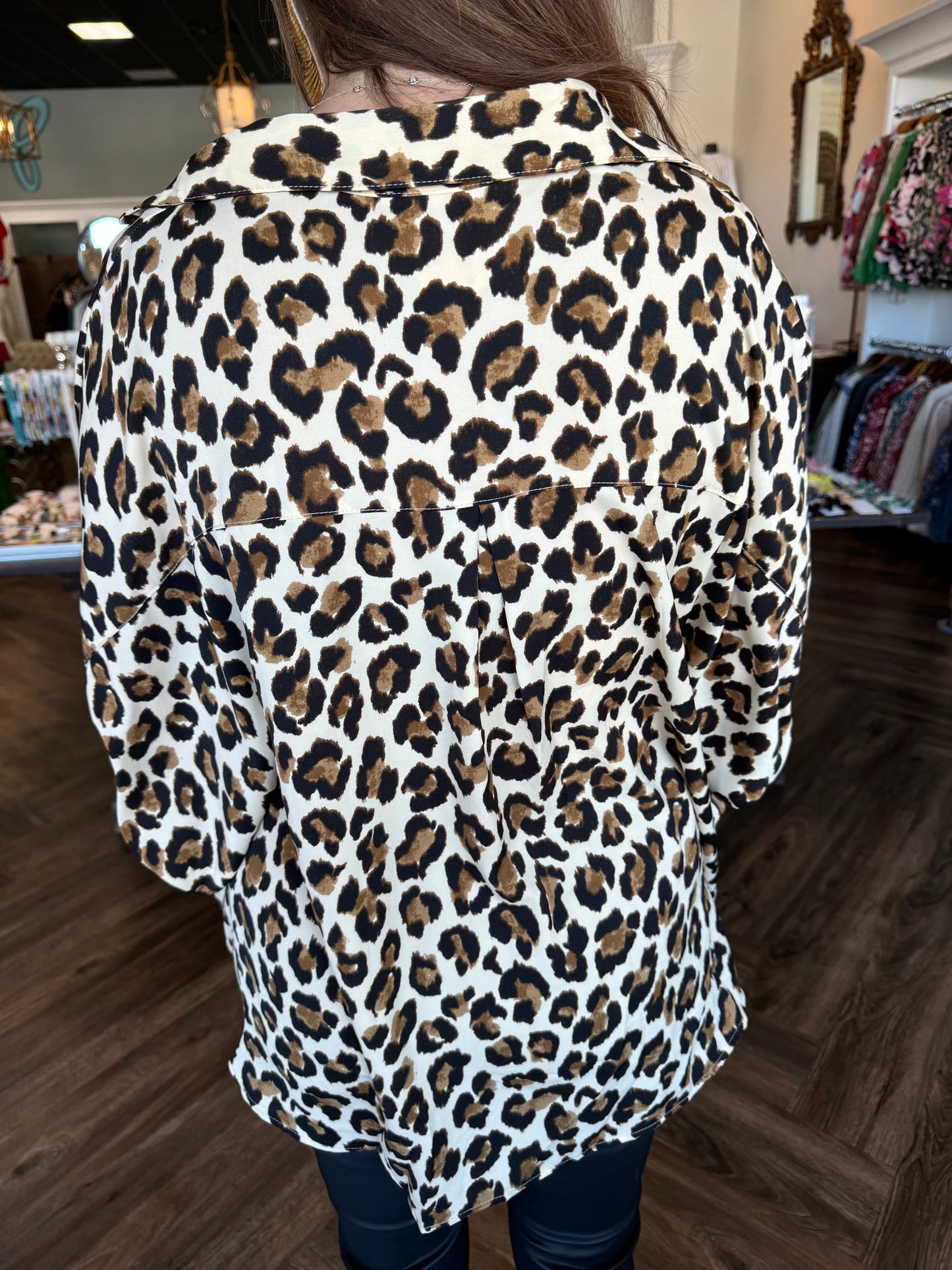 Gloria Cheetah Oversized Top: Tan