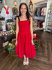 Jacquard Red/Black Midi Dress