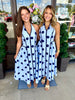 Navy Polka Dot Halter Midi Dress