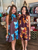 Tassel Sleeve Sriped Midi Dress: Brown