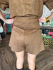 Brown Suede Buckle Skort