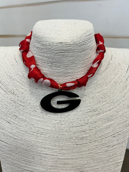 Favorite 'G' Scarf Necklace- Polka Dot