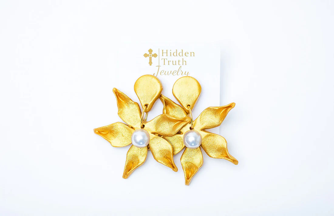 Hidden Truth: Stargazer Lily & Pearl Dangles