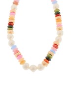 Metal & Color Rondelle Beads Necklace