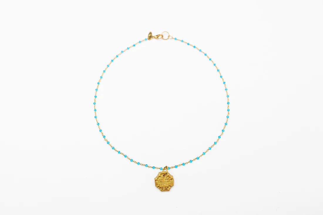 Hidden Truth: Turquoise Chain with Jerusalem Cross