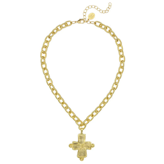 Susan Shaw: Gold Cross On Chain Necklace