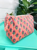 Quilted Make Up Bag: Coral Floral