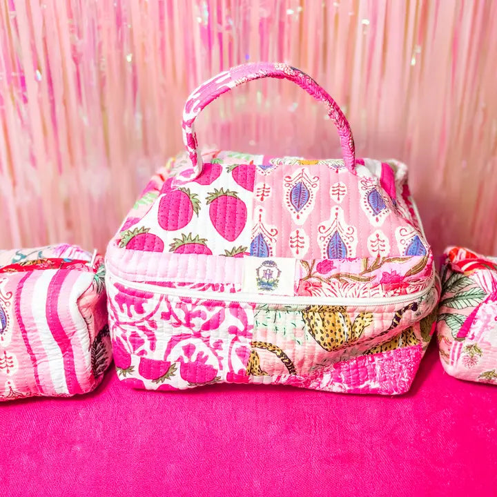 Set of 3 Makeup Bags: Pink City