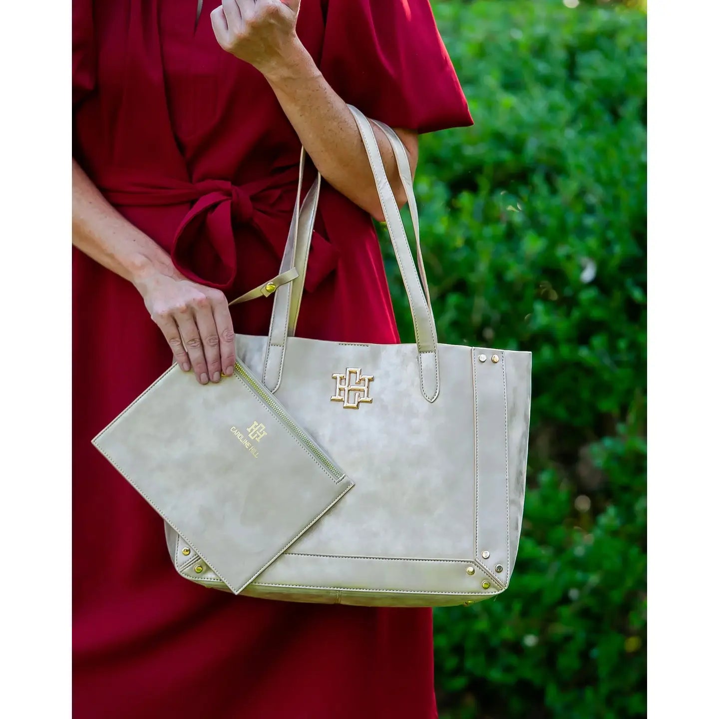 Sophie Studded Tote Gold Shimmer